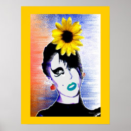 Poster Sunflower Ladybug Watercolor Art 