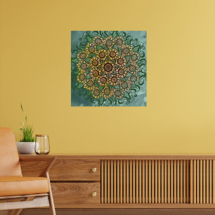 Poster Sunflower Mandala Nature Lover Girassóis Floral