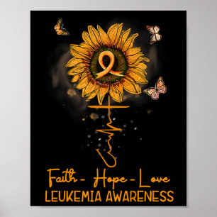 Poster Sunflower Orange Ribbon Christian Leukemia Awarene