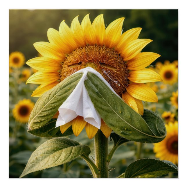 Pôster Sunflower Sneezing into a Tissue (Frente)