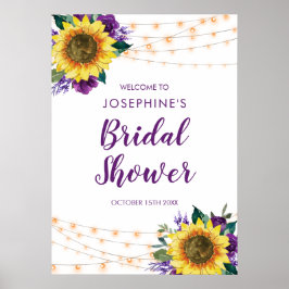 Poster Sunflower String Lights Purple Bridal Shower