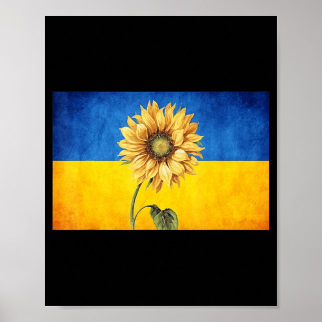 Poster Sunflower Ucrânia Flag Ucraniano Vintage Stand Wit (Frente)