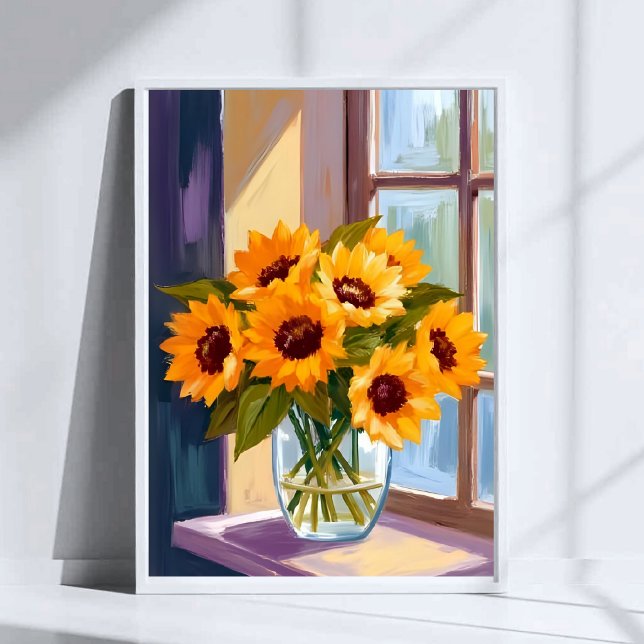 Poster Sunflower Vase | Floral Yellow Bouquet Watercolor (Criador carregado)