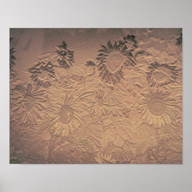 Poster Sunflower Vintage Sepia Floral Chic Antiquado (Frente)