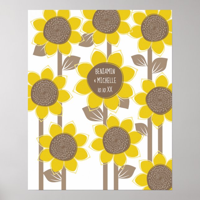 Poster Sunflowers -50 Signature Guest Book Alternative (Frente)