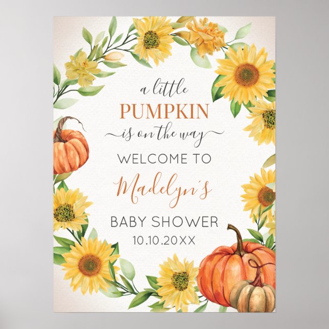 Poster Sunflowers Fall Pumpkin Autumn Welcome sign (Frente)