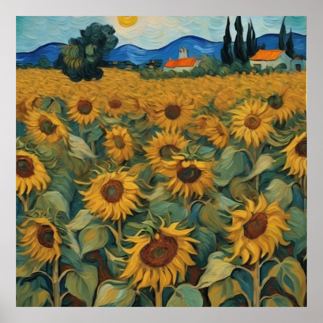 Poster sunflowers field Póster (Frente)
