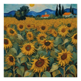 Pôster sunflowers field van gogh style