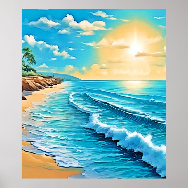 Poster Sunlit Beach Waves Design (Frente)
