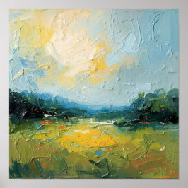 Poster Sunlit Beach with Trees – Square Poster, Vibrant W