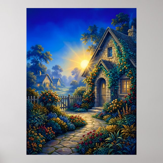 Poster Sunlit Garden at Daybreak (Frente)