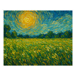 Pôster Sunlit Meadow no sonho de Van Gogh