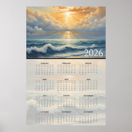 Poster Sunlit Ocean Horizon 2026 Calendar 