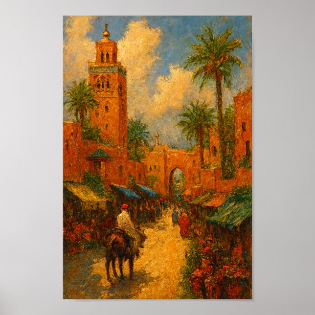 Poster Sunlit Stroll Através de Marrakech Marocco Vintage (Frente)