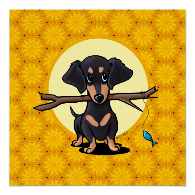 Pôster Sunny Boho Dachshund Dog (Frente)