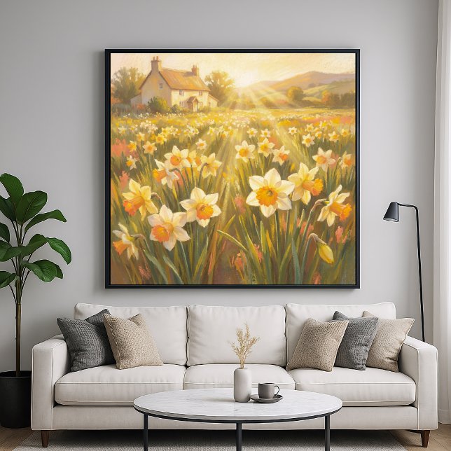 Poster Sunny Daffodils - Pastel Painting Style Art (Criador carregado)