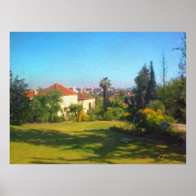 Poster Sunny Day Yemin Moshe View JerIsalem Israel Oil (Frente)