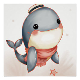 Pôster Sunny Seas & Cozy Scarves – Whale Style