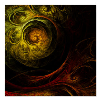Pôster Sunrise Floral Red Abstrato Art