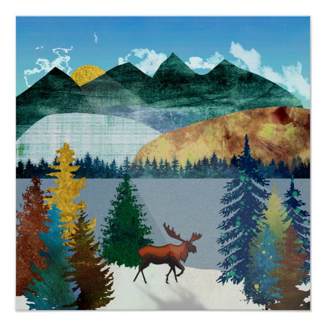 Pôster Sunrise Moose (Frente)