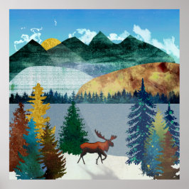 Poster Sunrise Moose