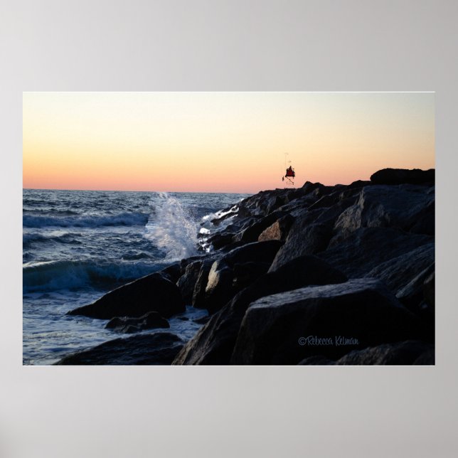 Poster Sunrise na praia de Jetty - Virgínia julho de 2024 (Frente)