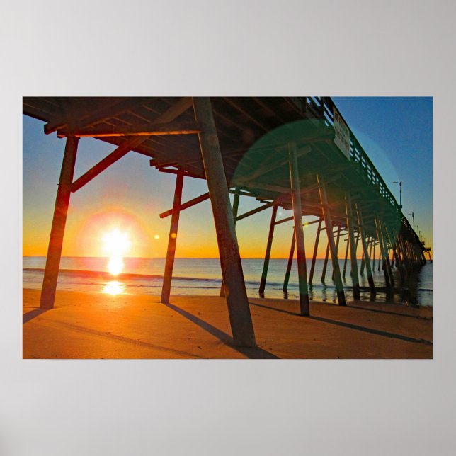 Poster Sunrise no Bogue Inlet Pier (Frente)