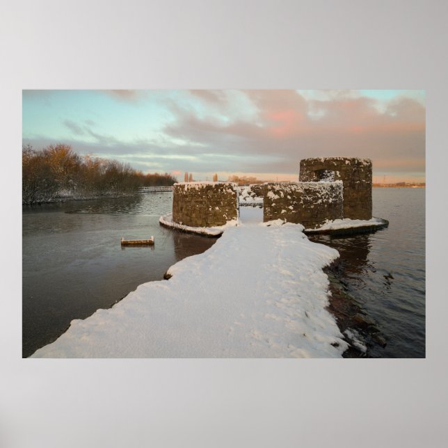 Poster Sunrise no castelo de Chasewater, Staffordshire, R (Frente)
