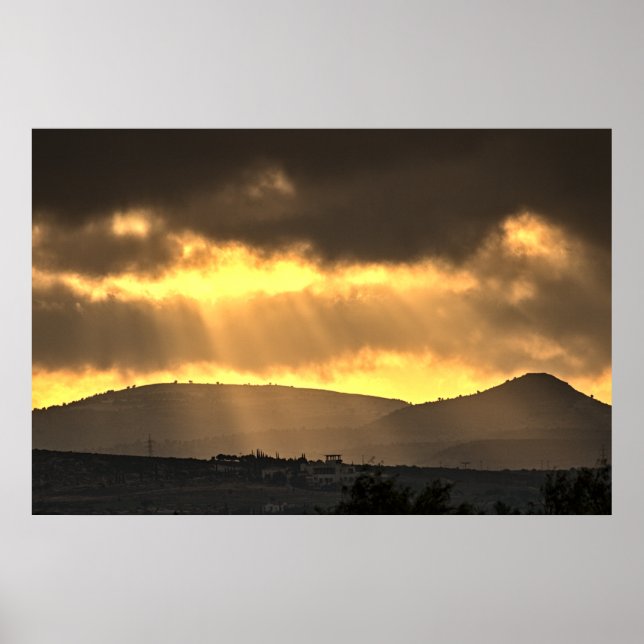 Poster Sunrise sobre as montanhas, Chipre (2915) (Frente)