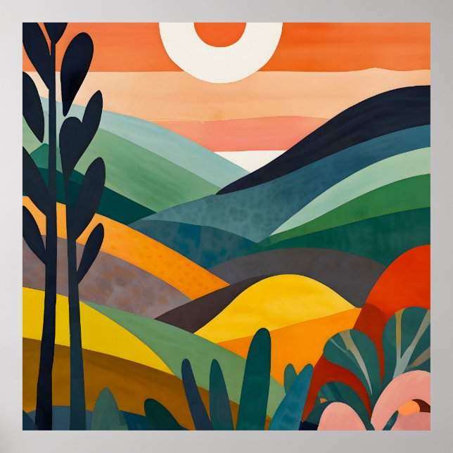 Poster Sunrise sobre Colinas Rolantes (Frente)