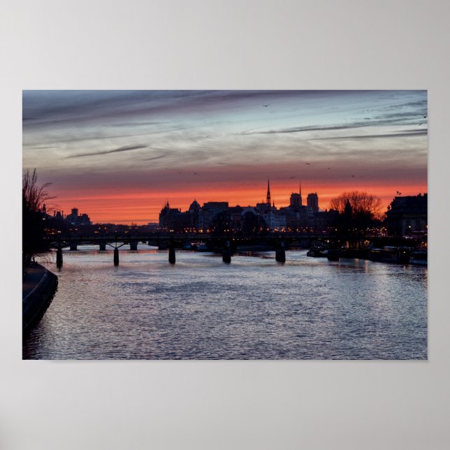 Poster Sunrise sobre Ile de la Cite e Notre Dame - Paris (Frente)