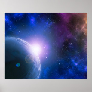 Poster Sunrise sobre o Planeta Terra Trabalho de arte do 