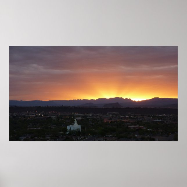 Pôster Sunrise sobre Ruas. George Utah Landscape (Frente)