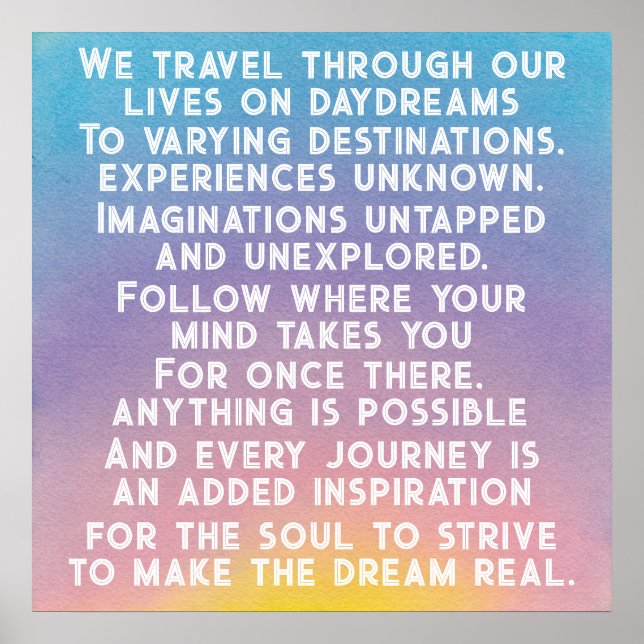 Poster Sunrise Sunset Daydreams Inspirational Quote (Frente)