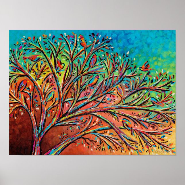 Poster Sunrise Treetop Birds II (Frente)