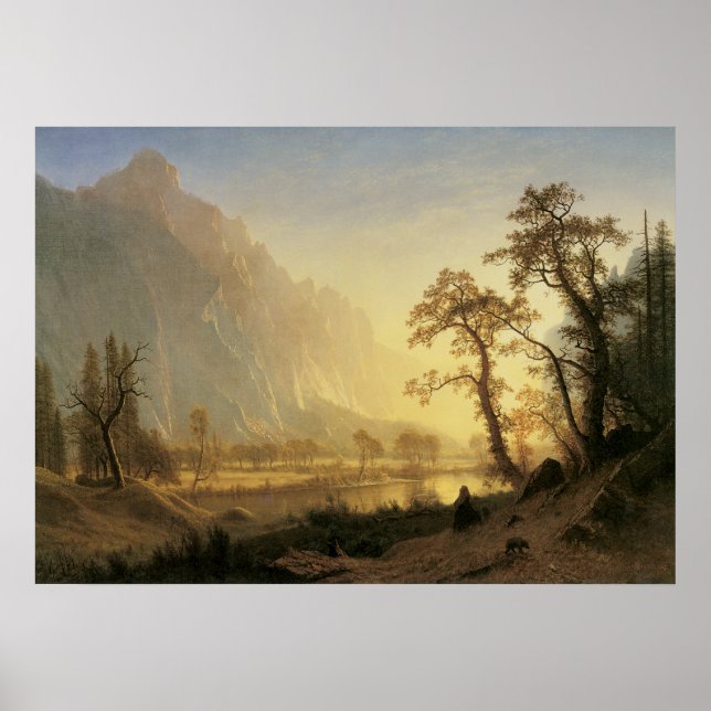 Poster Sunrise, Vale do Yosemite, por Albert Bierstadt (Frente)