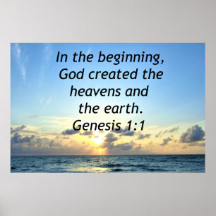 PÔSTER SUNRISIS SERENE GENESIS 1:1 SCRIPTURE FOTO