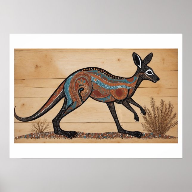 Poster Sunset aborígene australiano em um lago (Frente)