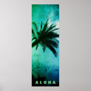 Poster Sunset Aloha Hawaii Palm Trepics Viagem