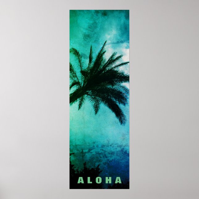 Poster Sunset Aloha Hawaii Palm Trepics Viagem (Frente)