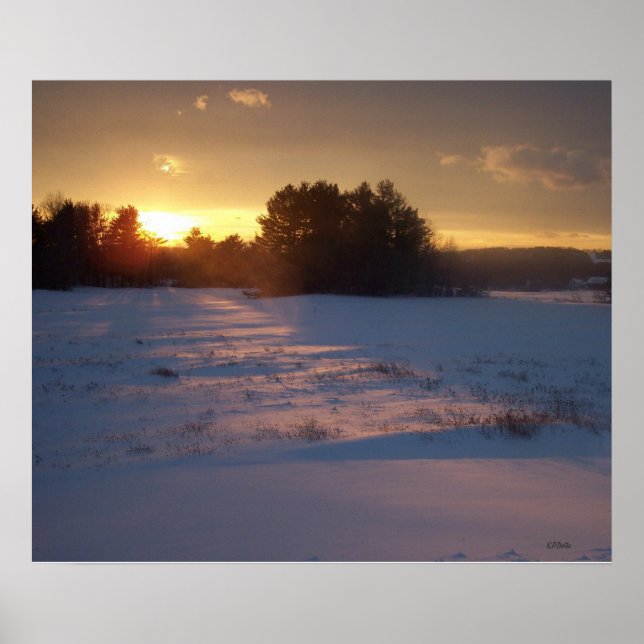 Pôster Sunset através do campo (Frente)