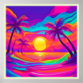 Poster Sunset Azul e Laranja
