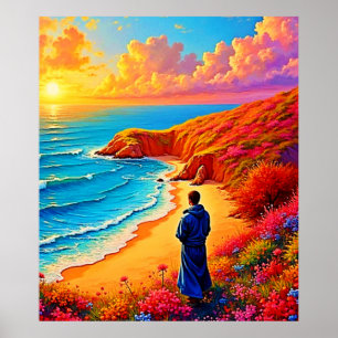 Poster Sunset Beach Solitude Serenity Design
