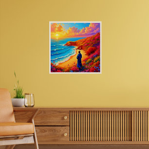 Poster Sunset Beach Solitude Serenity Design