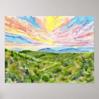 Poster Sunset Blue Ridge Study 1