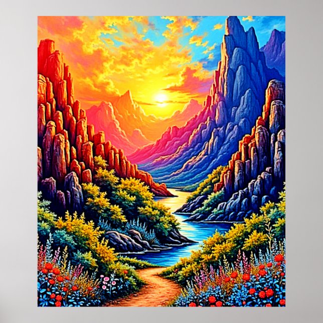 Poster  Sunset Canyon River Art (Frente)