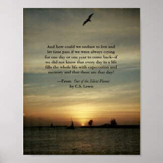 Poster sunset com citação de C.S.Lewis