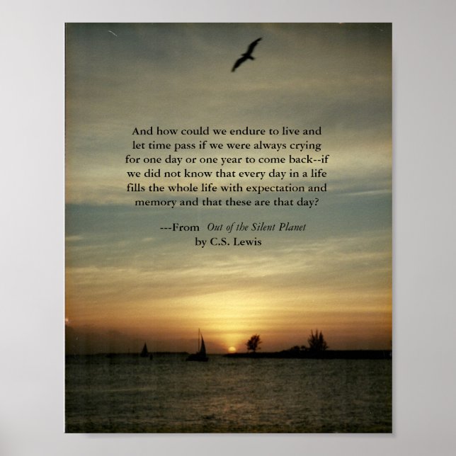 Poster sunset com citação de C.S.Lewis (Frente)