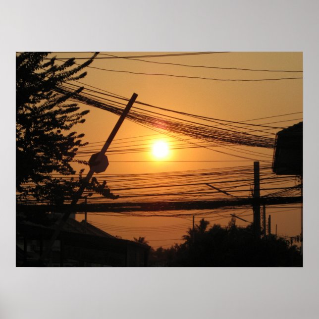 Poster Sunset com fio ... Krung Thep, Tailândia (Frente)