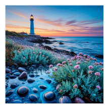 Sunset com Flores Vibrantes e Pedras Suaves